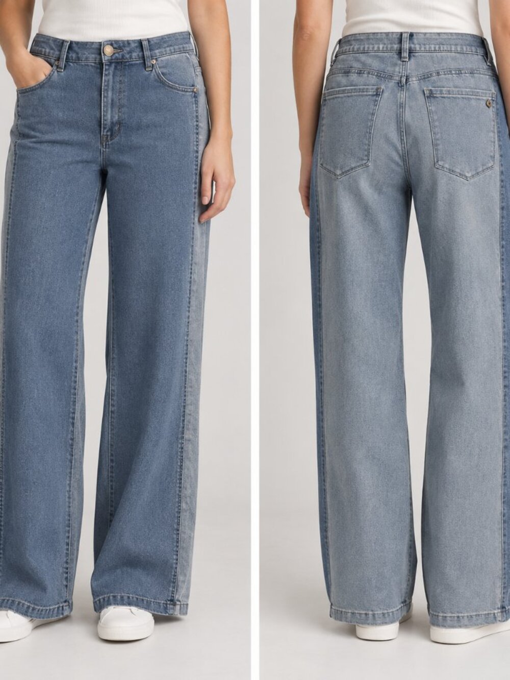 Democracy "Ab"solution Two-Tone Colorblock Wide Leg Jeans Size 14